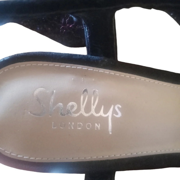 Dolls Kill Shellys London Black Chunky Glitter Platform Strappy Pumps‎ Size 9 - Picture 10 of 10